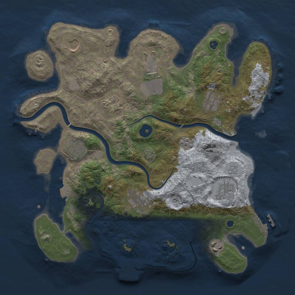 Rust Map: Procedural Map, Size: 3500, Seed: 1398373832, 15 Monuments