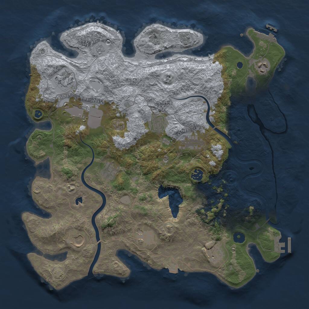 Rust Map: Procedural Map, Size: 4000, Seed: 741258, 17 Monuments