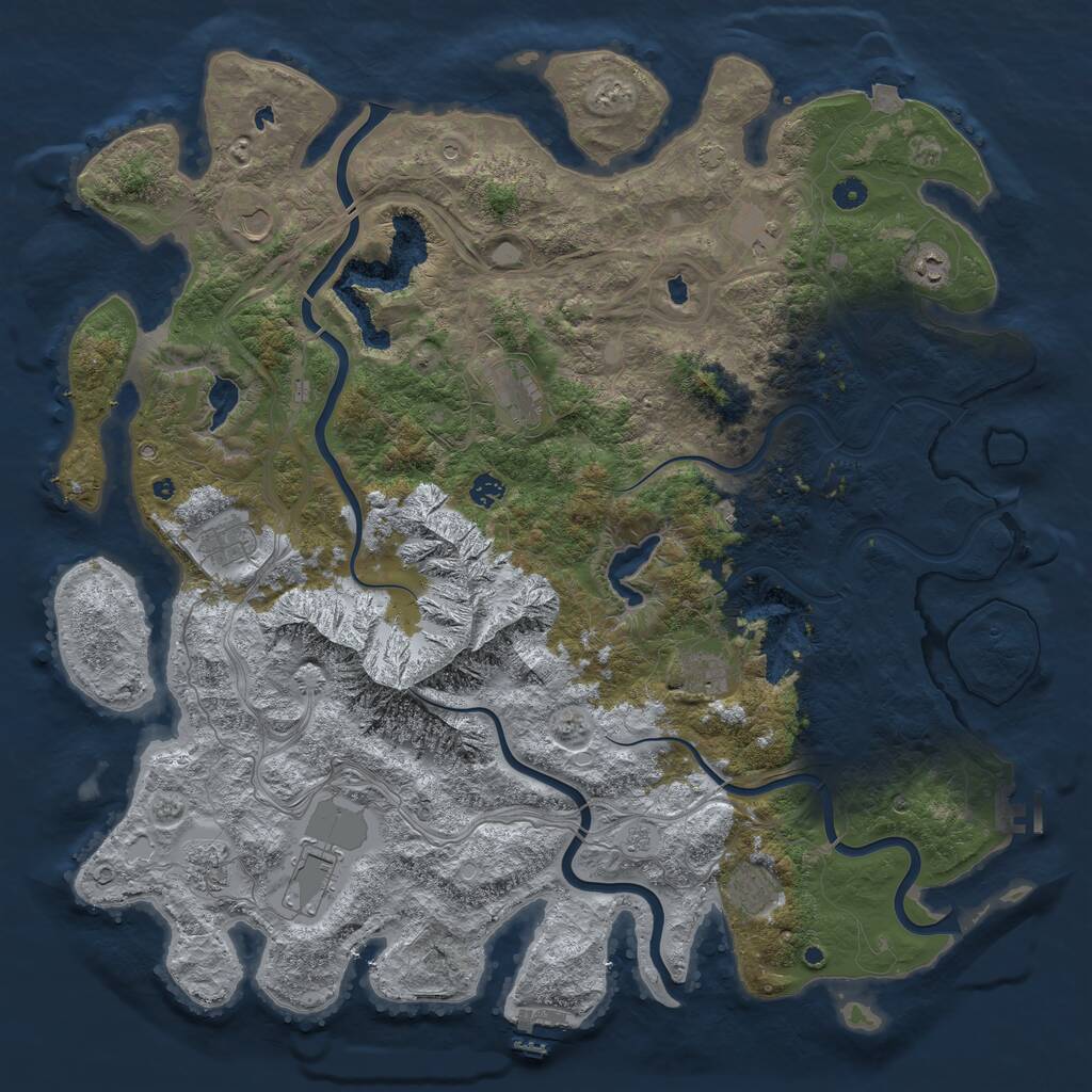 Rust Map: Procedural Map, Size: 5000, Seed: 729286, 17 Monuments
