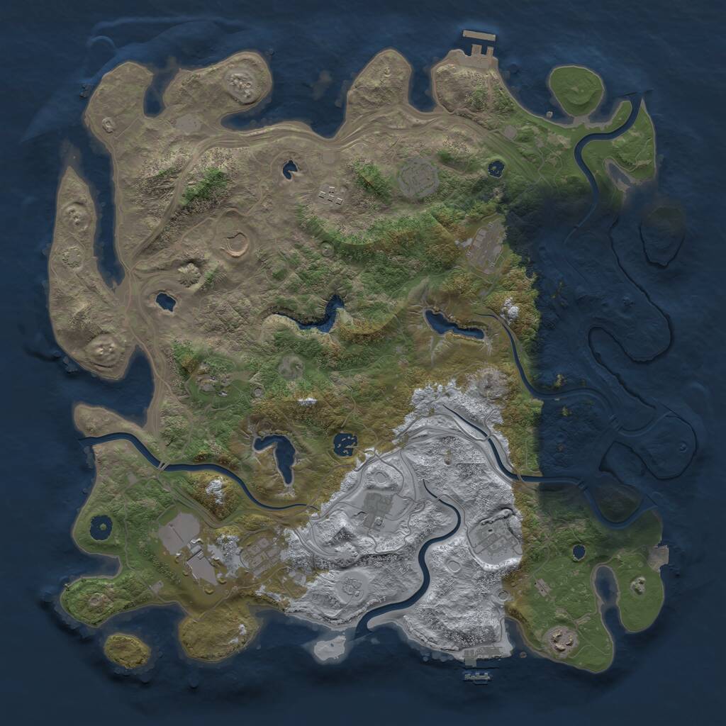 Rust Map: Procedural Map, Size: 4500, Seed: 542743416, 17 Monuments