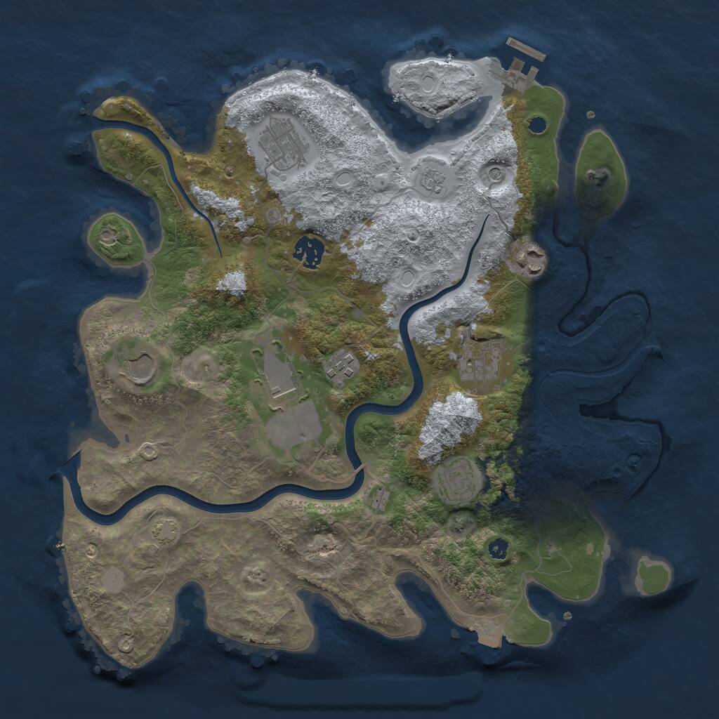 Rust Map: Procedural Map, Size: 3500, Seed: 9586156, 13 Monuments
