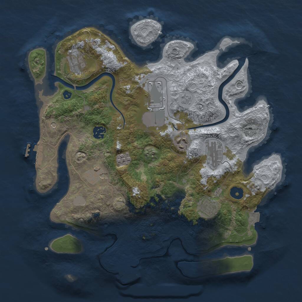 Rust Map: Procedural Map, Size: 3500, Seed: 306495097, 14 Monuments