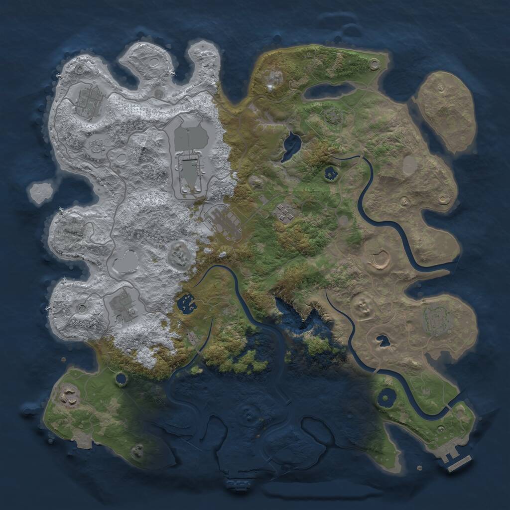 Rust Map: Procedural Map, Size: 4000, Seed: 64345, 15 Monuments