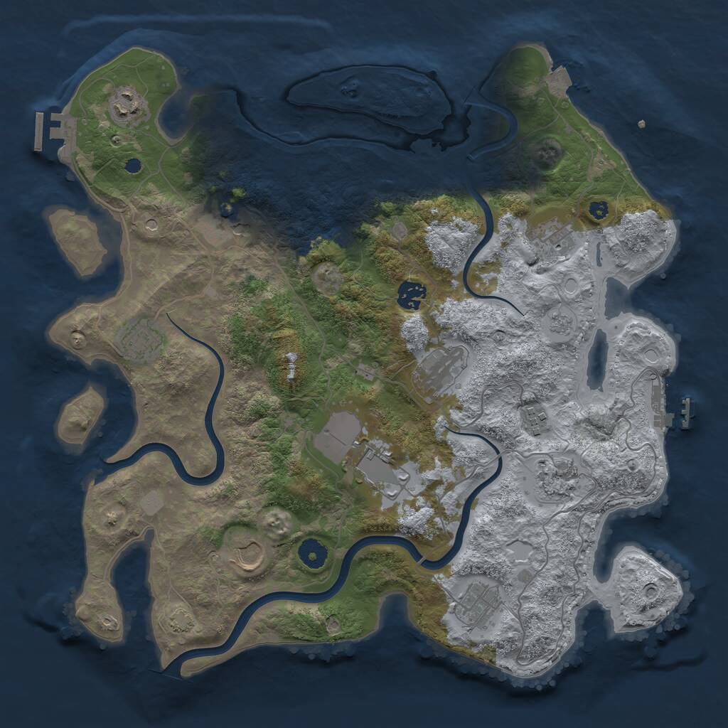 Rust Map: Procedural Map, Size: 3800, Seed: 1755842404, 17 Monuments