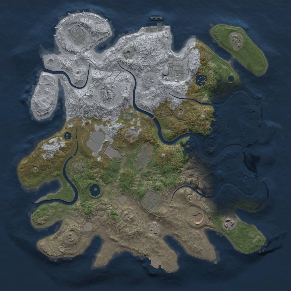 Rust Map: Procedural Map, Size: 3800, Seed: 1755842405, 16 Monuments