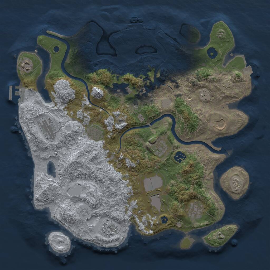 Rust Map: Procedural Map, Size: 3750, Seed: 285431107, 17 Monuments
