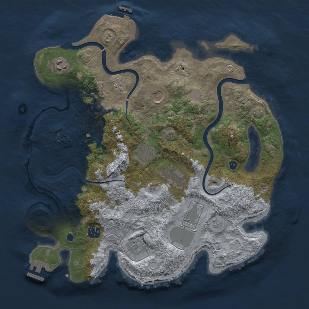 Rust Map: Procedural Map, Size: 3600, Seed: 771925, 14 Monuments