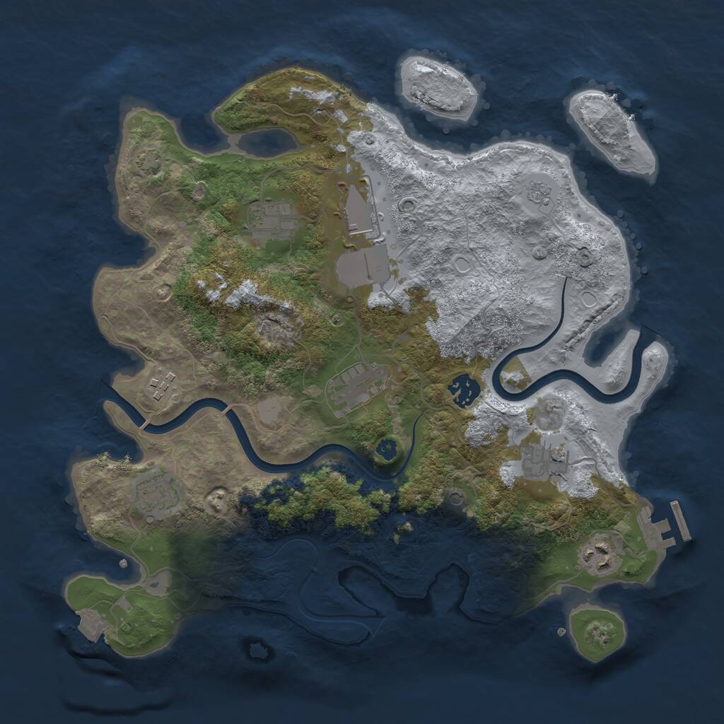Rust Map: Procedural Map, Size: 3500, Seed: 50321, 13 Monuments