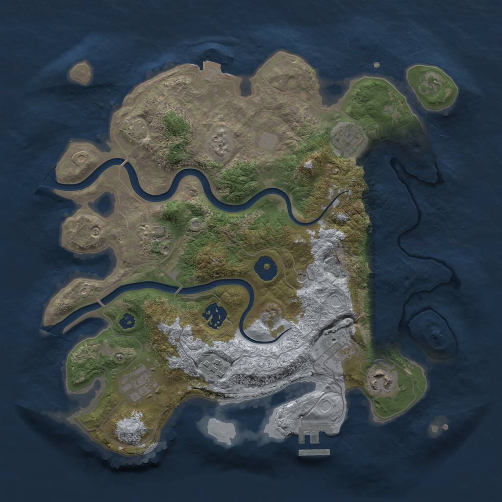 Rust Map: Procedural Map, Size: 3250, Seed: 1165769677, 11 Monuments