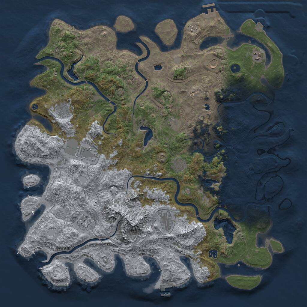 Rust Map: Procedural Map, Size: 5000, Seed: 690738050, 16 Monuments