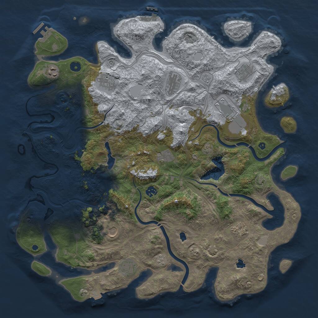 Rust Map: Procedural Map, Size: 4500, Seed: 775923347, 17 Monuments
