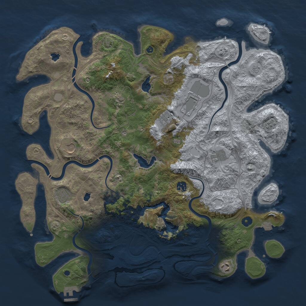Rust Map: Procedural Map, Size: 4500, Seed: 23398, 14 Monuments