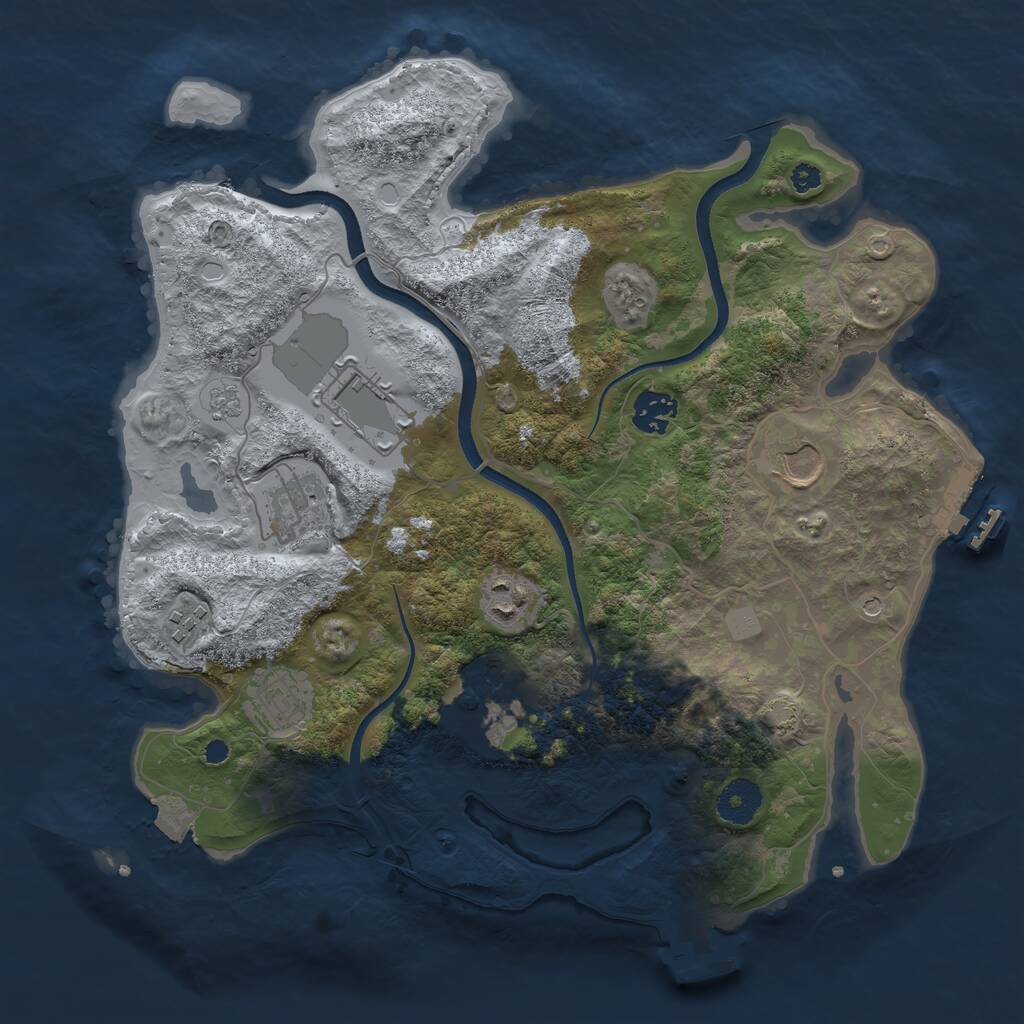 Rust Map: Procedural Map, Size: 3500, Seed: 1093662305, 14 Monuments