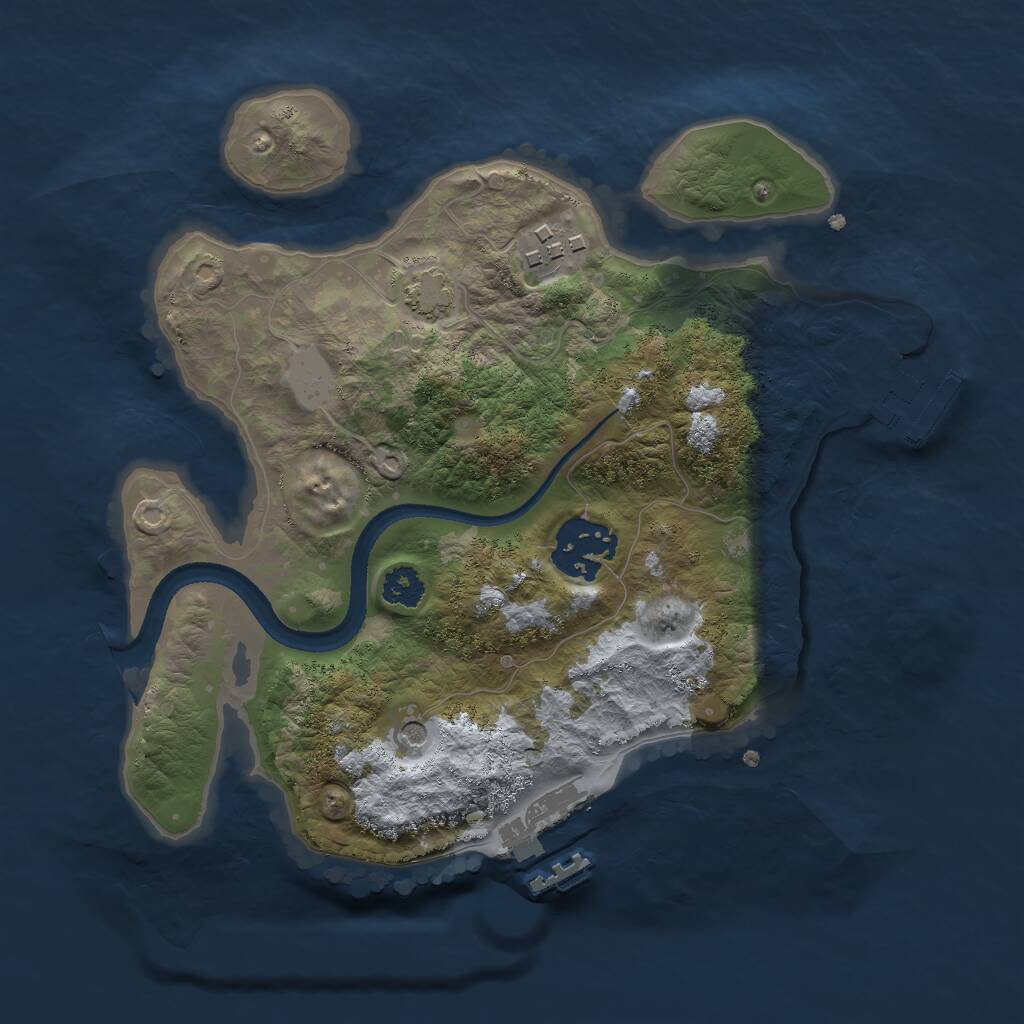 Rust Map: Procedural Map, Size: 2500, Seed: 1710273430, 7 Monuments