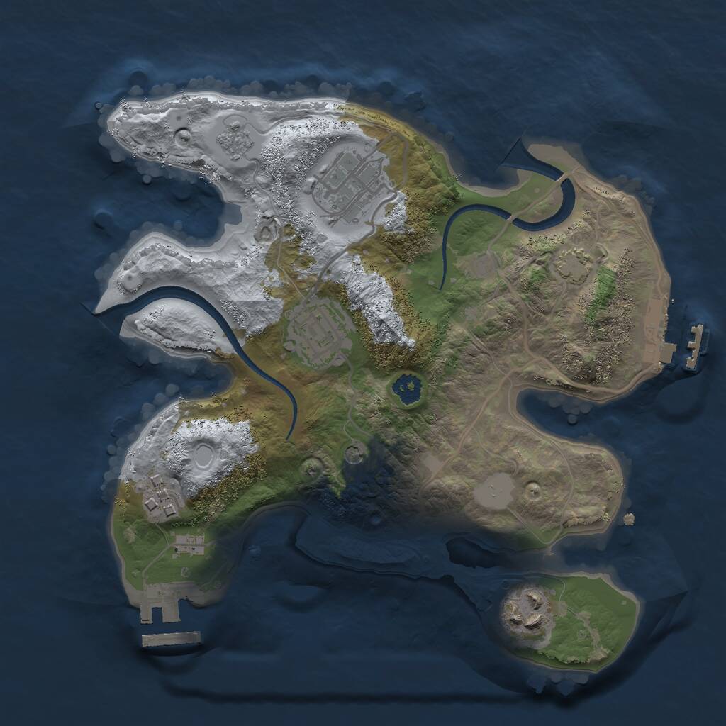 Rust Map: Procedural Map, Size: 2500, Seed: 1068022442, 10 Monuments