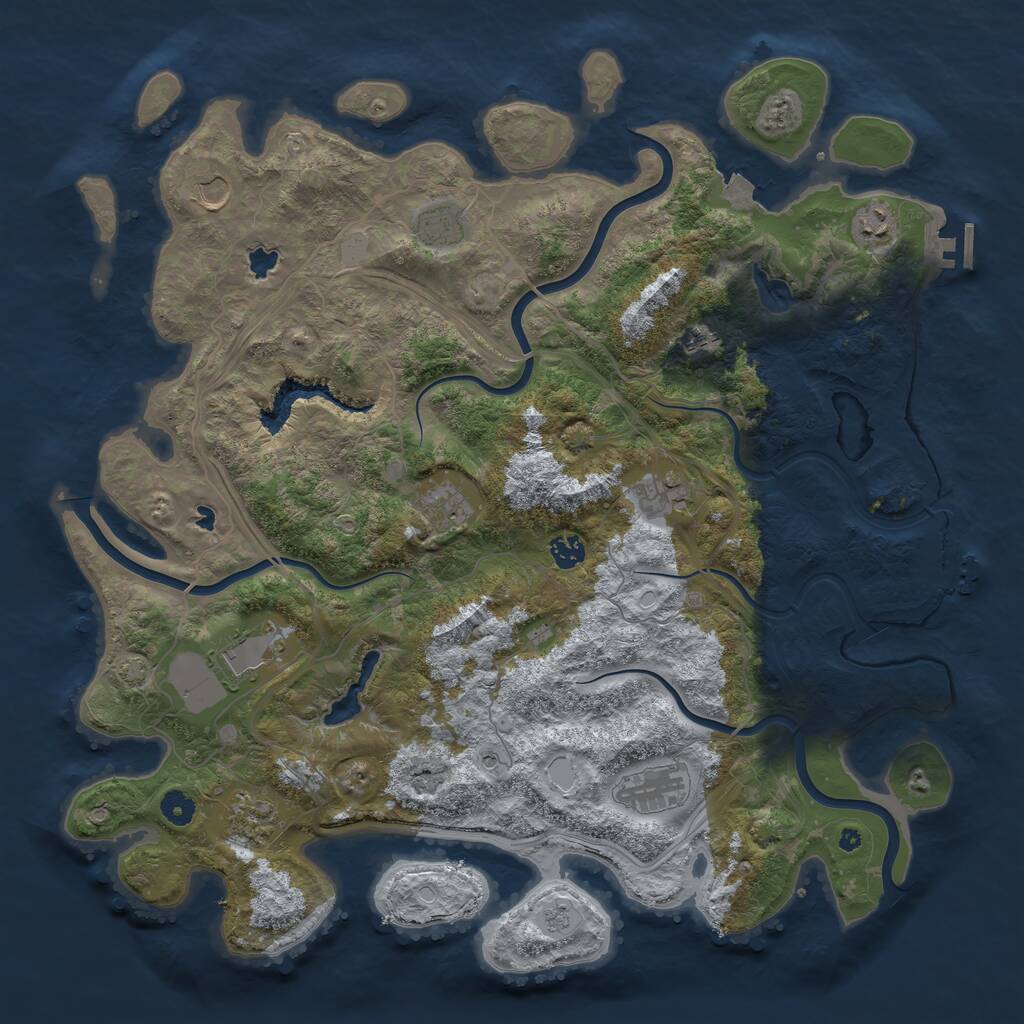 Rust Map: Procedural Map, Size: 4500, Seed: 469546554, 16 Monuments