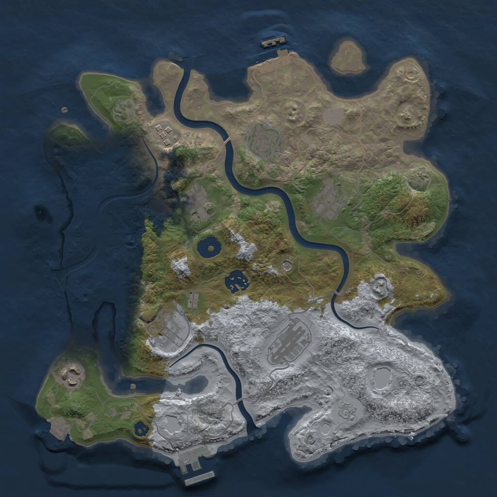 Rust Map: Procedural Map, Size: 3300, Seed: 1925133292, 14 Monuments