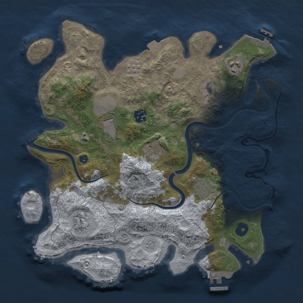 Rust Map: Procedural Map, Size: 3500, Seed: 1935066274, 14 Monuments