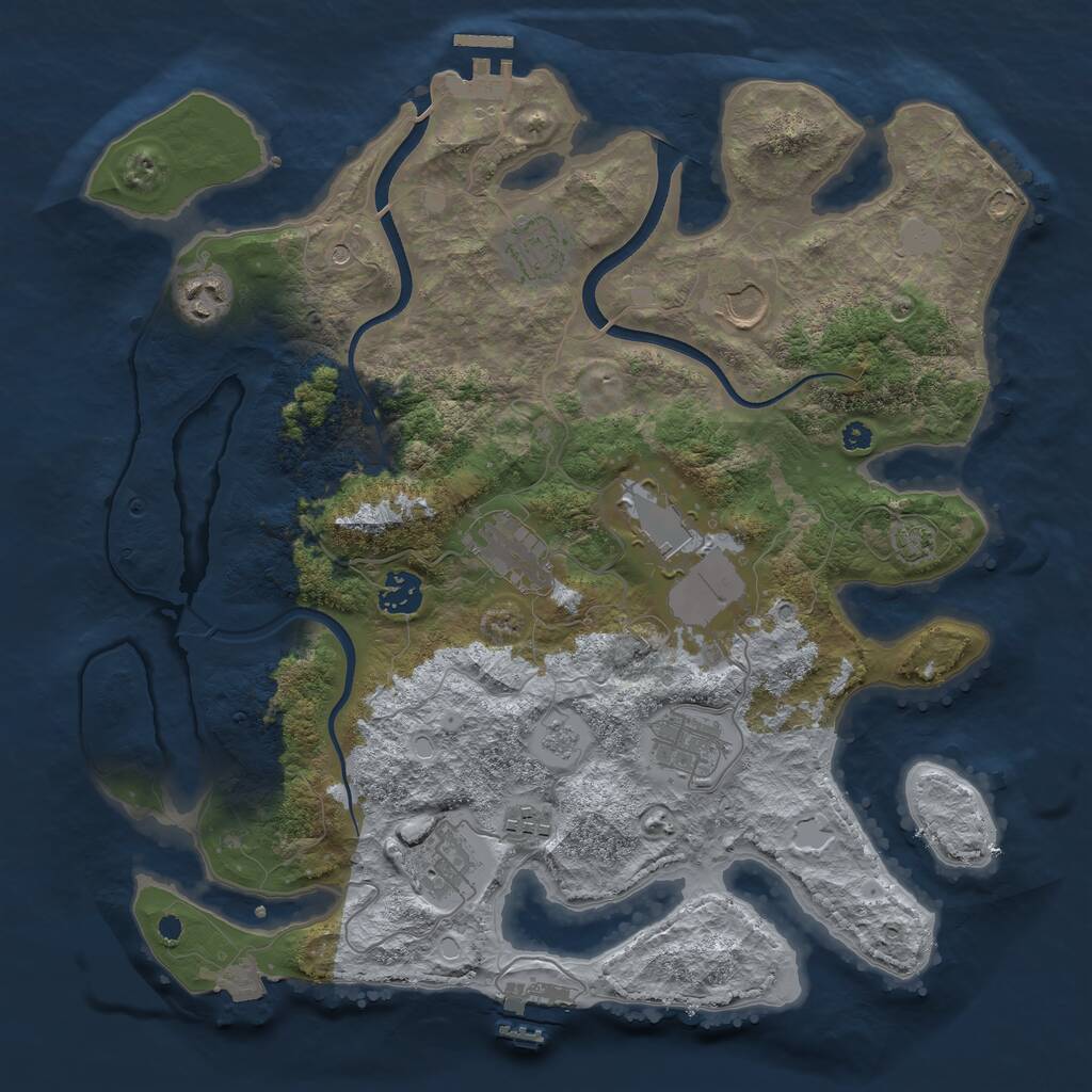Rust Map: Procedural Map, Size: 3700, Seed: 1504012144, 15 Monuments