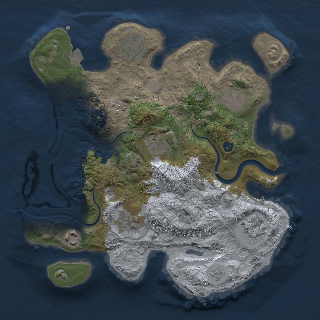 Rust Map: Procedural Map, Size: 3000, Seed: 586460, 11 Monuments