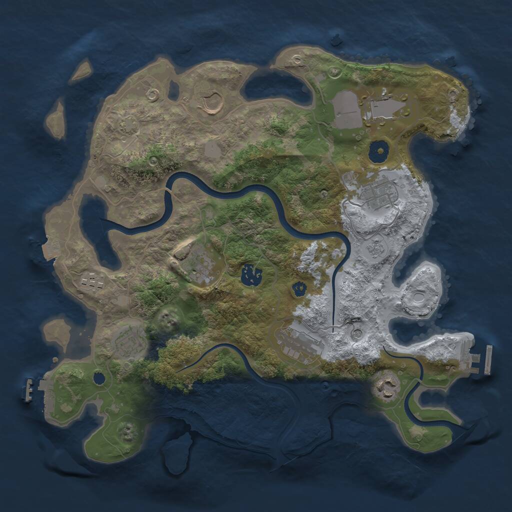 Rust Map: Procedural Map, Size: 3500, Seed: 1398050080, 15 Monuments