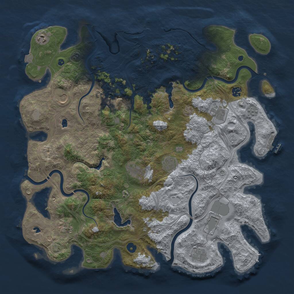 Rust Map: Procedural Map, Size: 4500, Seed: 64634563, 17 Monuments