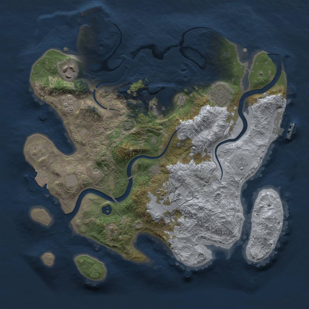 Rust Map: Procedural Map, Size: 3000, Seed: 58907, 11 Monuments
