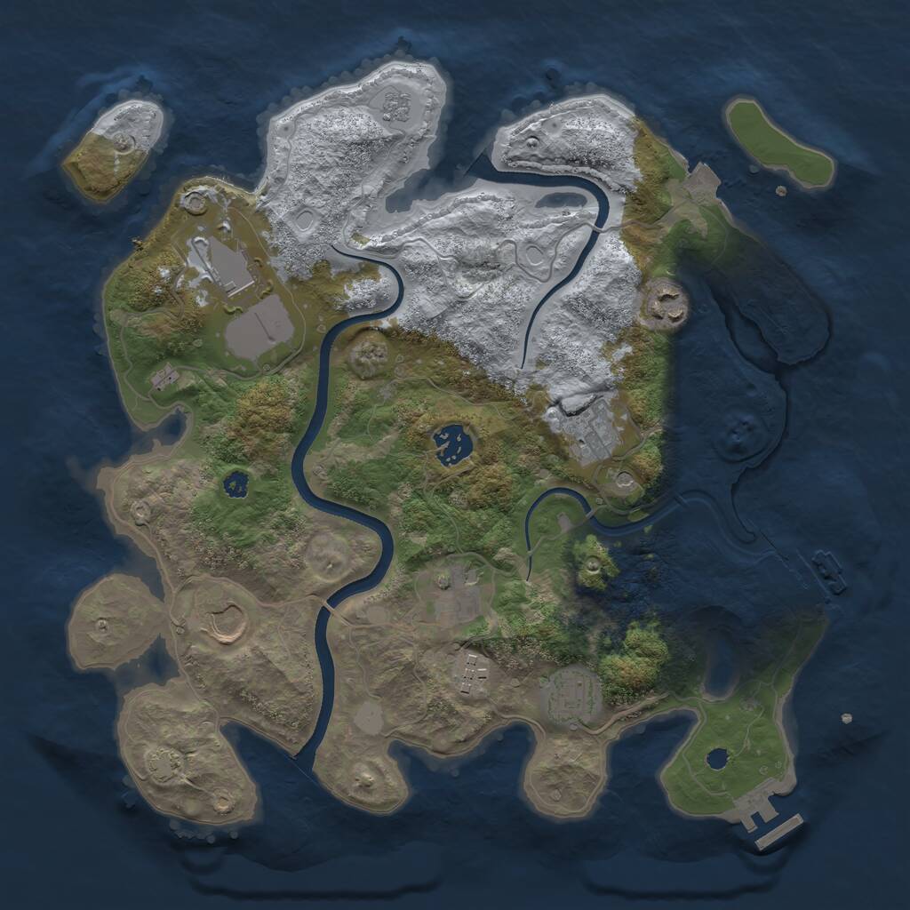 Rust Map: Procedural Map, Size: 3500, Seed: 487351, 14 Monuments