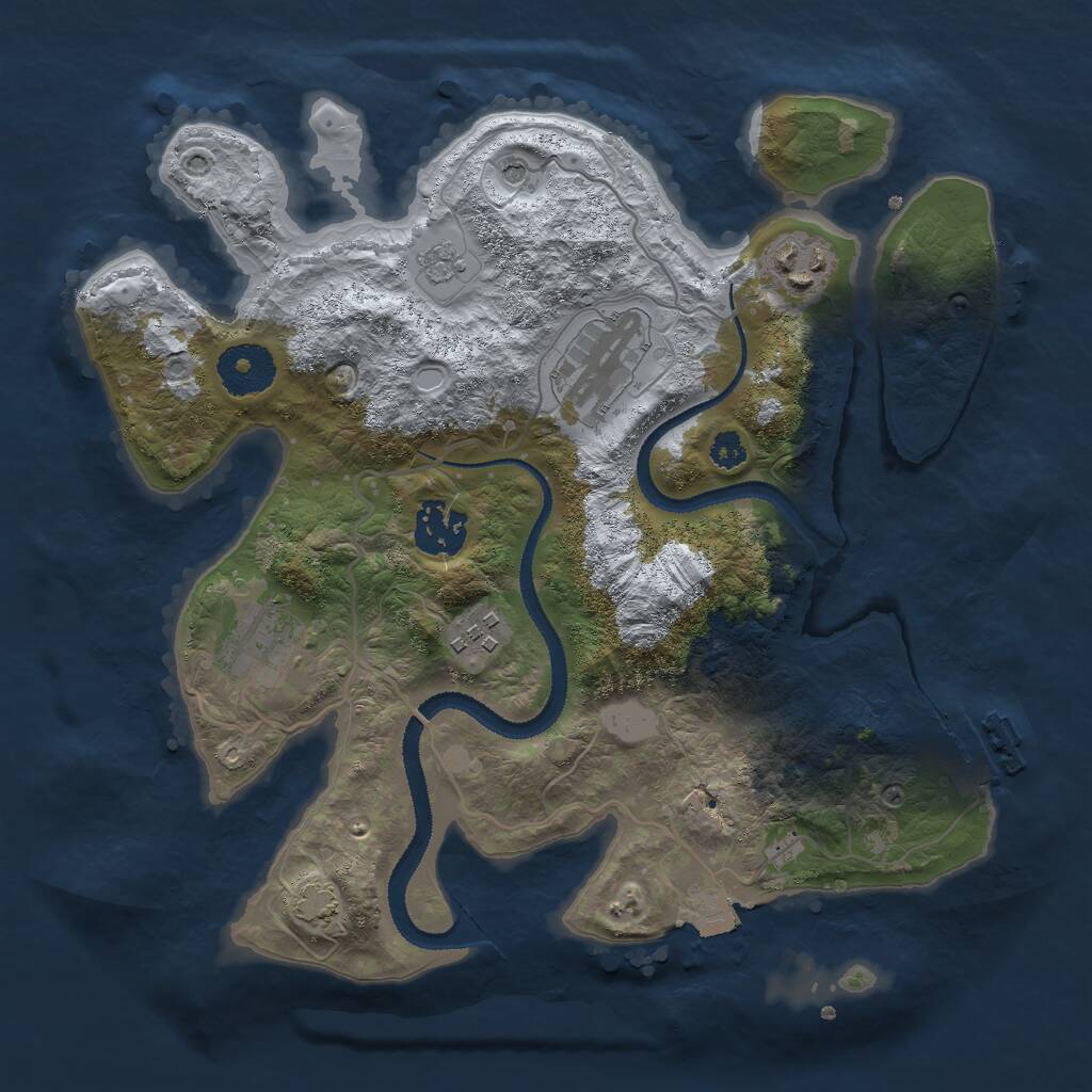 Rust Map: Procedural Map, Size: 3000, Seed: 5124607, 10 Monuments