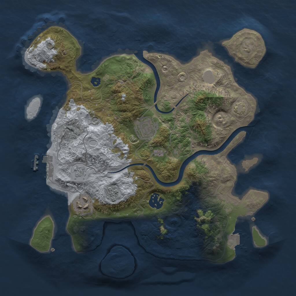 Rust Map: Procedural Map, Size: 3000, Seed: 1980719823, 9 Monuments