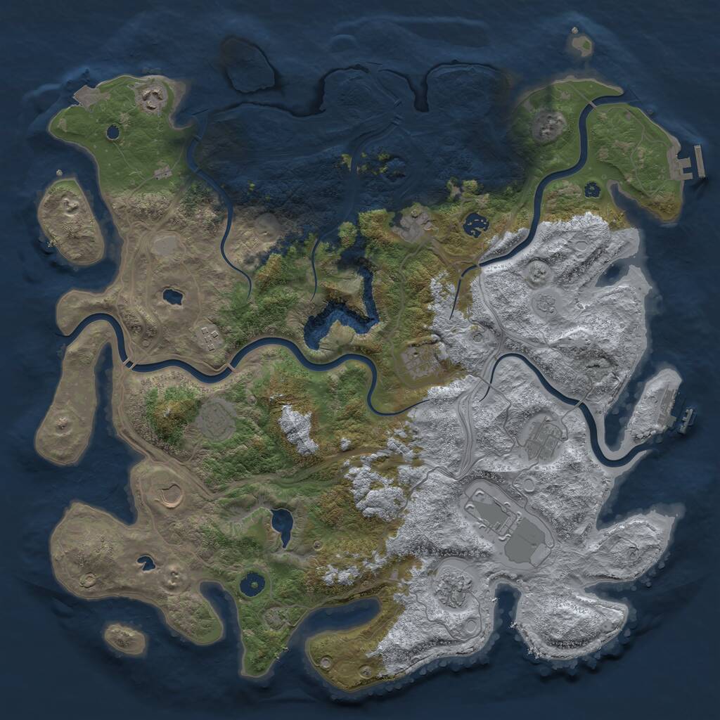 Rust Map: Procedural Map, Size: 4500, Seed: 2051286937, 16 Monuments