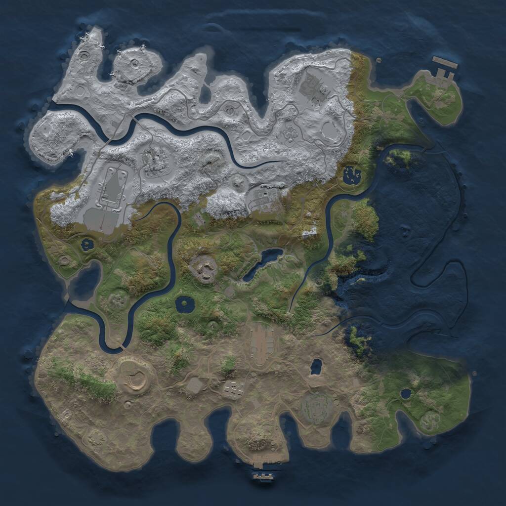 Rust Map: Procedural Map, Size: 4000, Seed: 11124, 16 Monuments