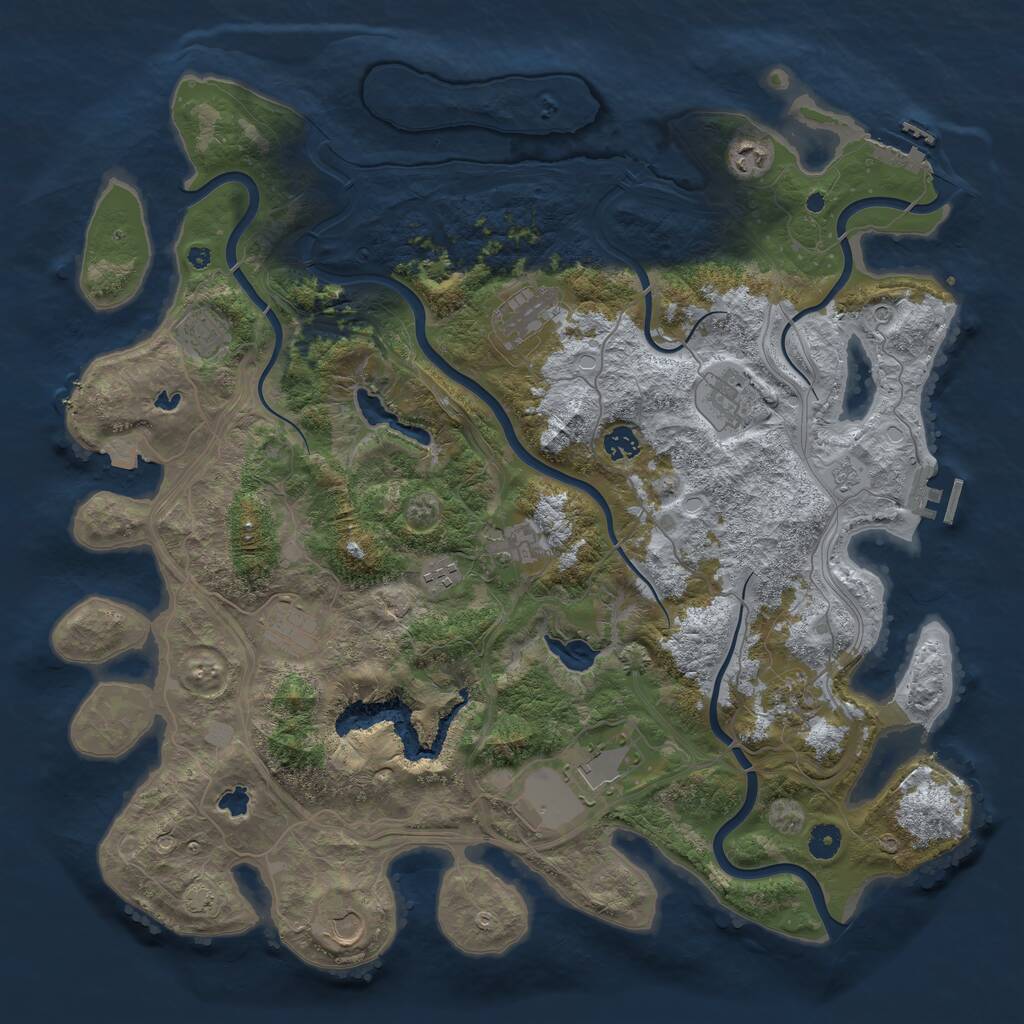 Rust Map: Procedural Map, Size: 4500, Seed: 1064149431, 17 Monuments