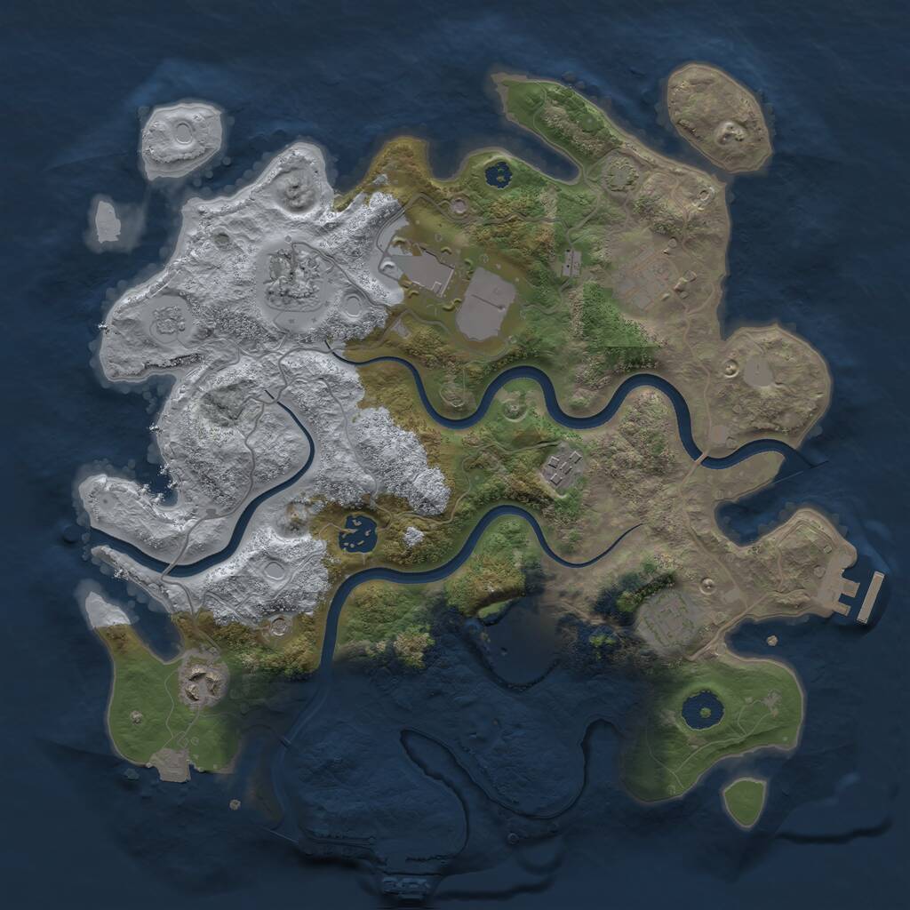 Rust Map: Procedural Map, Size: 3500, Seed: 3445122, 14 Monuments