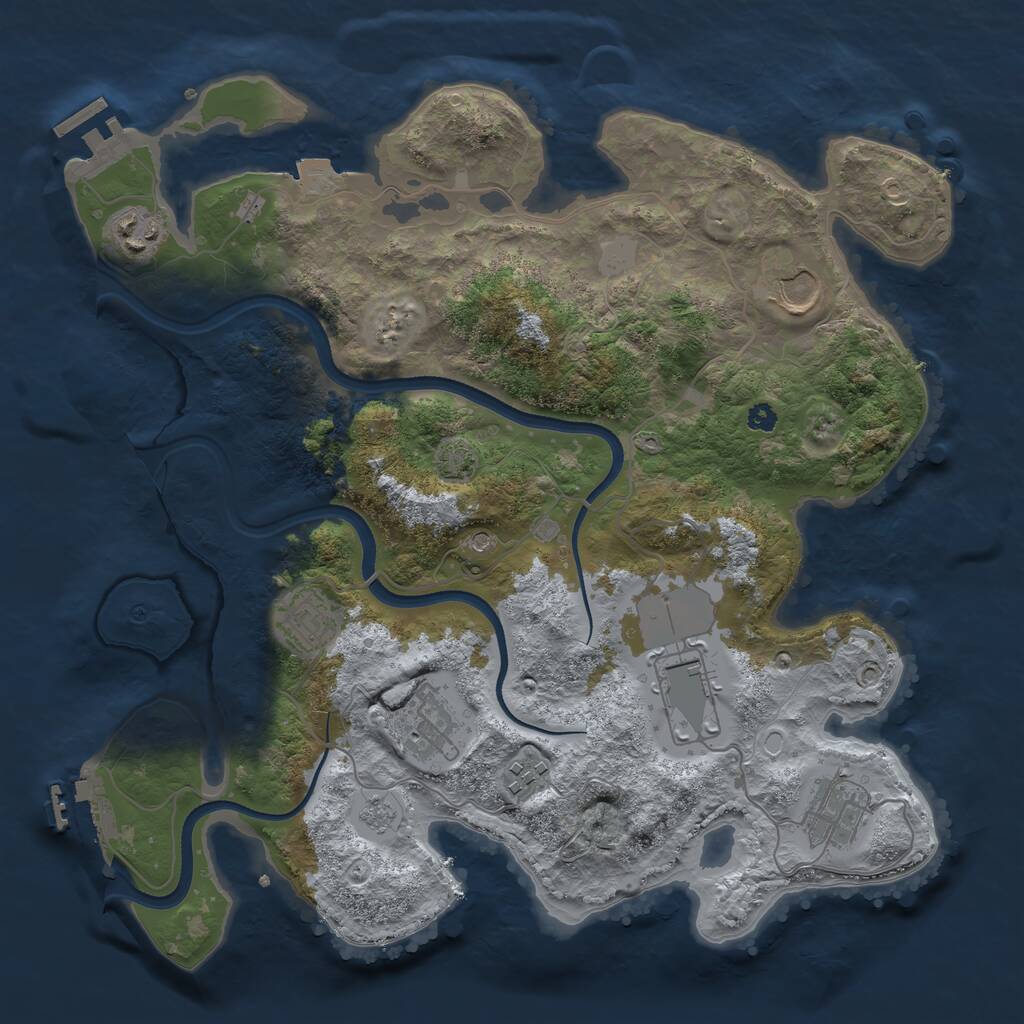 Rust Map: Procedural Map, Size: 3500, Seed: 693611944, 13 Monuments