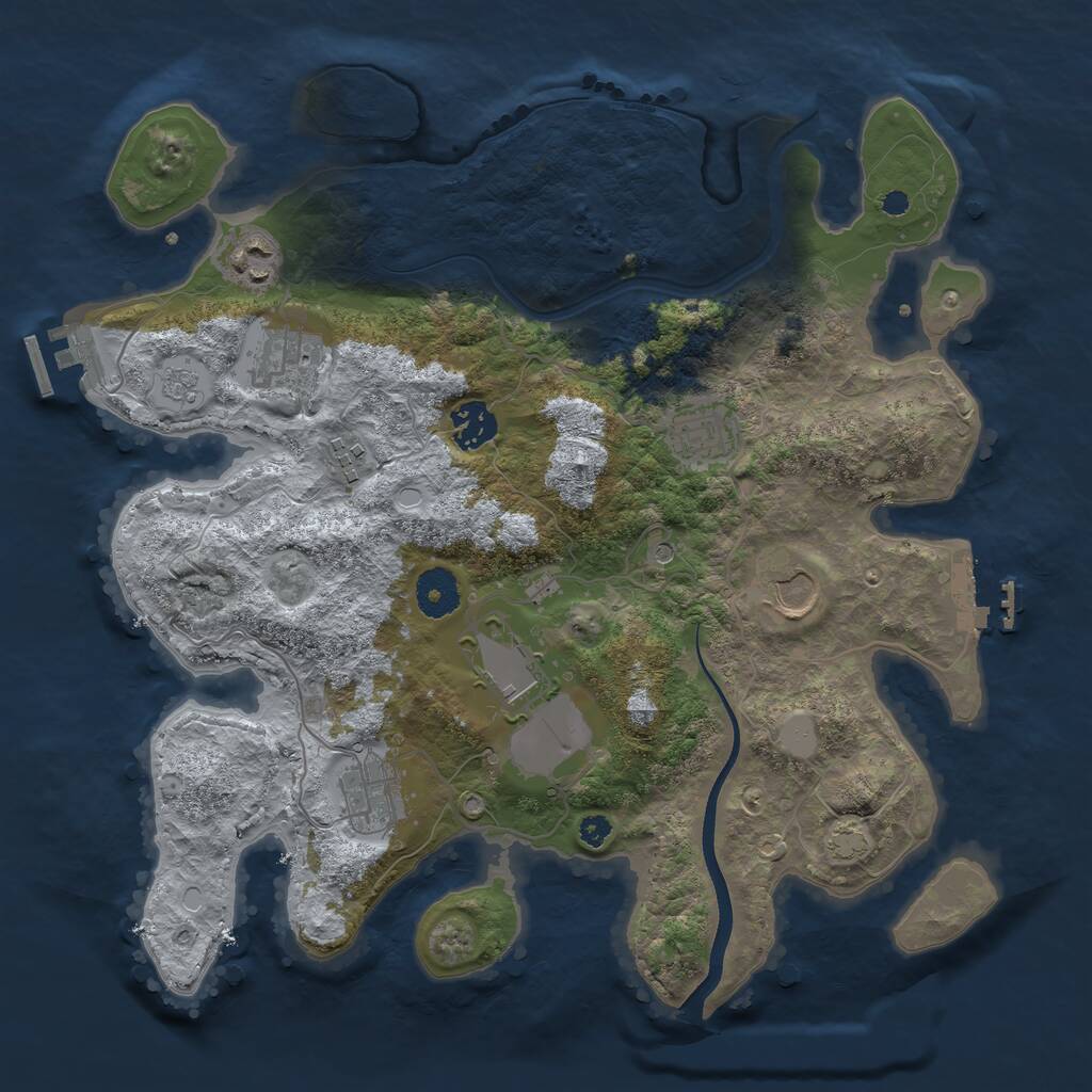 Rust Map: Procedural Map, Size: 3500, Seed: 1020620343, 14 Monuments