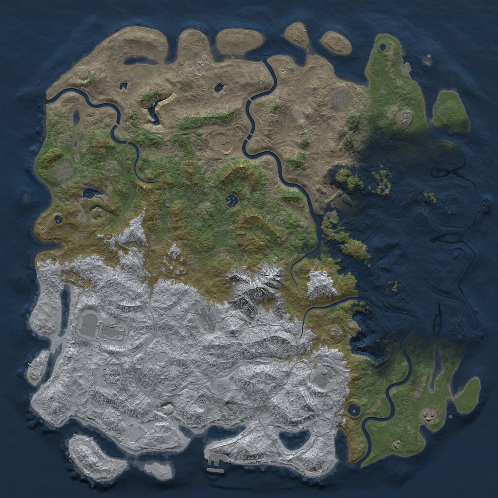 Rust Map: Procedural Map, Size: 6000, Seed: 1490462378, 17 Monuments