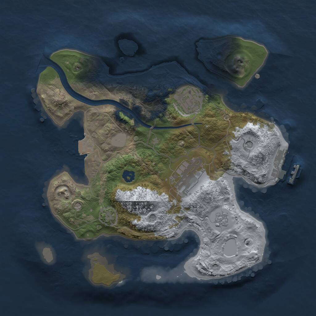 Rust Map: Procedural Map, Size: 2500, Seed: 1257699834, 7 Monuments