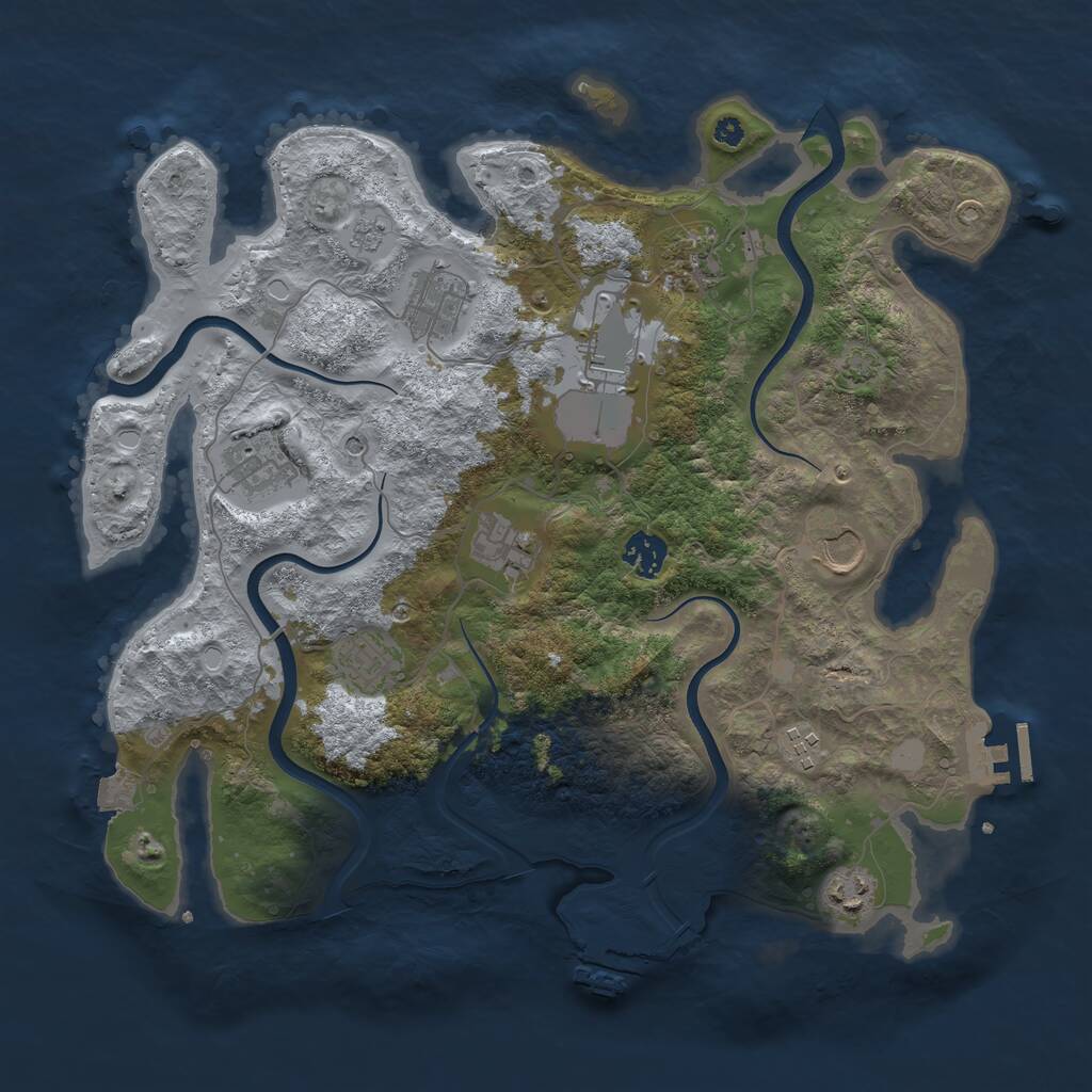 Rust Map: Procedural Map, Size: 3750, Seed: 7920767, 16 Monuments