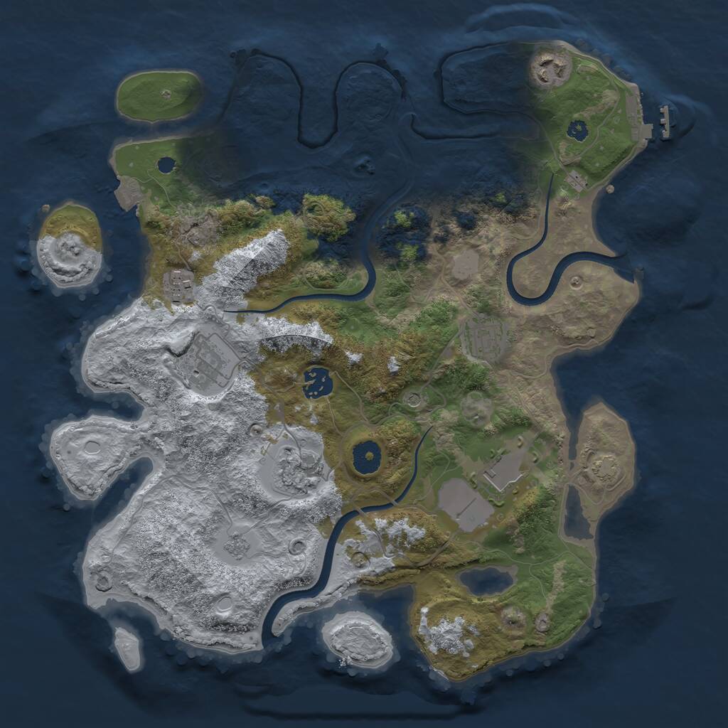 Rust Map: Procedural Map, Size: 3500, Seed: 2147483646, 12 Monuments
