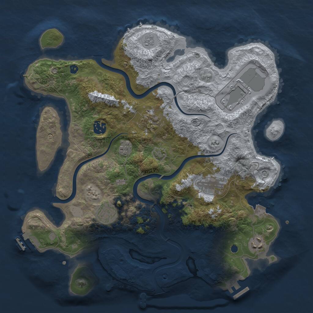 Rust Map: Procedural Map, Size: 3500, Seed: 241843476, 13 Monuments