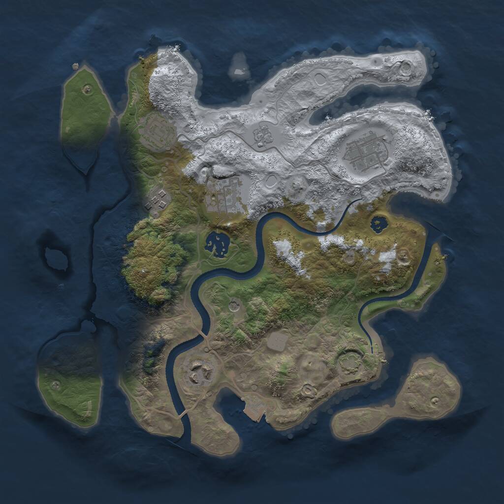 Rust Map: Procedural Map, Size: 3000, Seed: 11171, 10 Monuments
