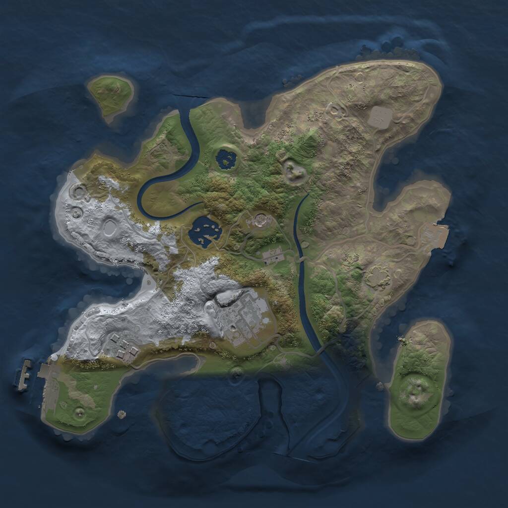 Rust Map: Procedural Map, Size: 2500, Seed: 876564374, 7 Monuments