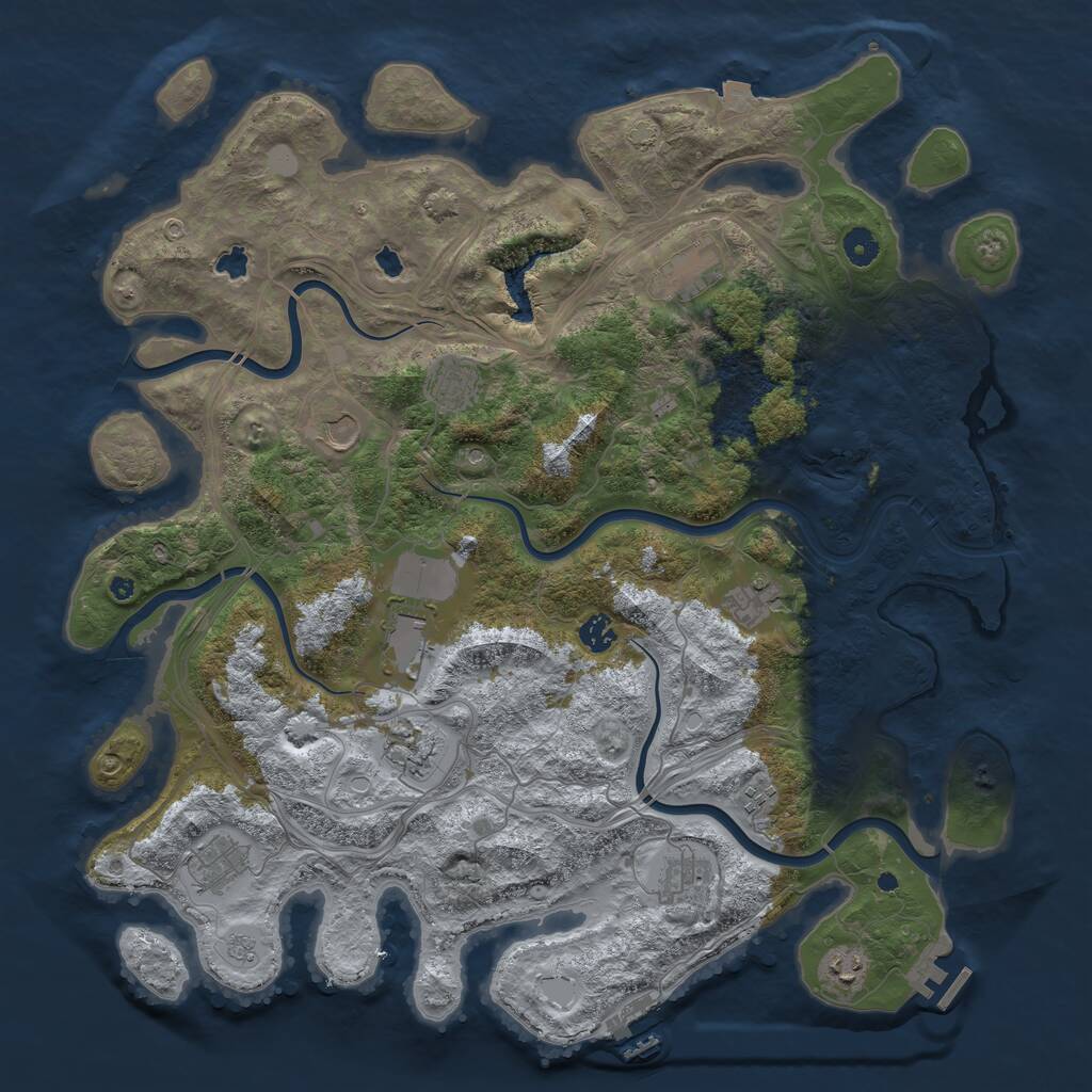Rust Map: Procedural Map, Size: 4500, Seed: 52525, 17 Monuments