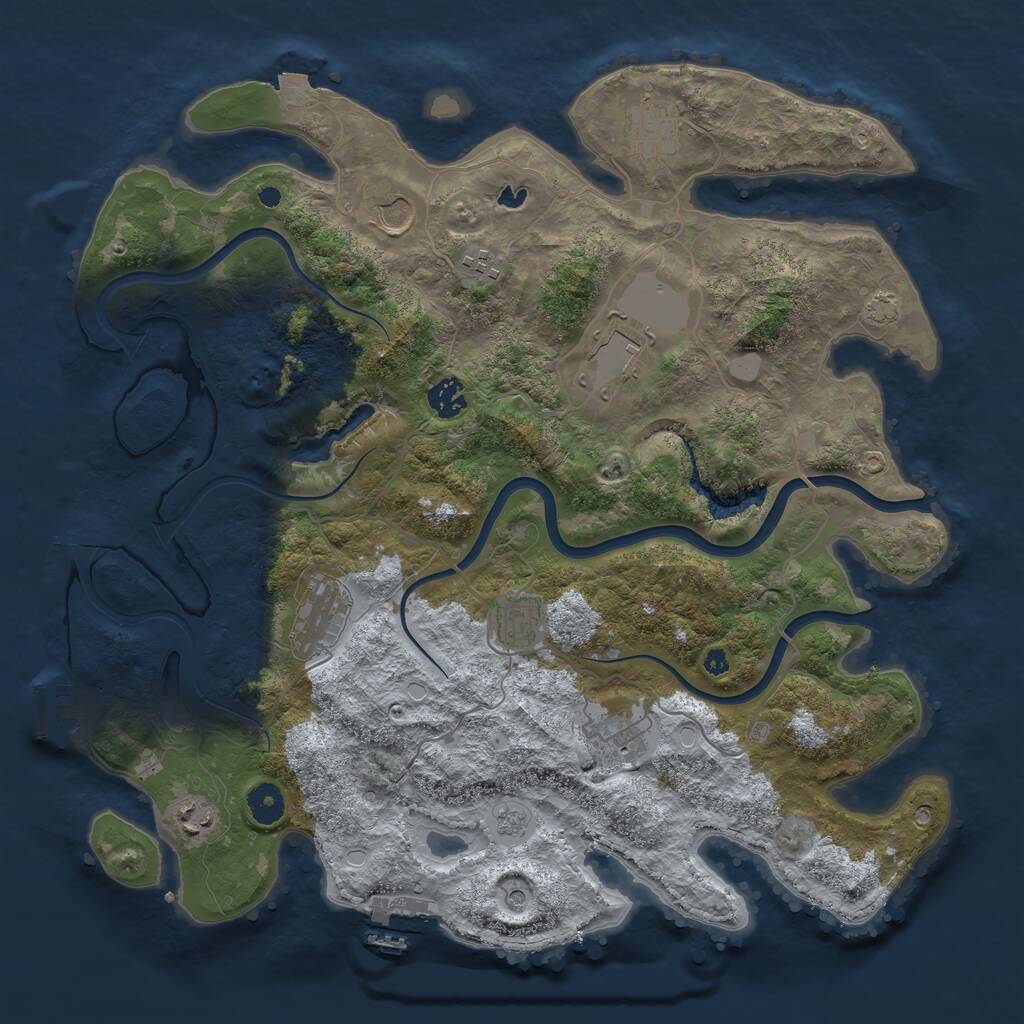 Rust Map: Procedural Map, Size: 4000, Seed: 1350791769, 15 Monuments