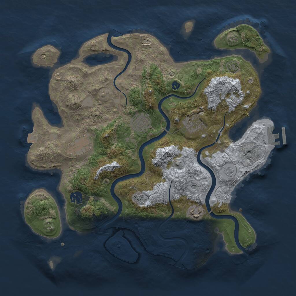 Rust Map: Procedural Map, Size: 3500, Seed: 1310233715, 11 Monuments