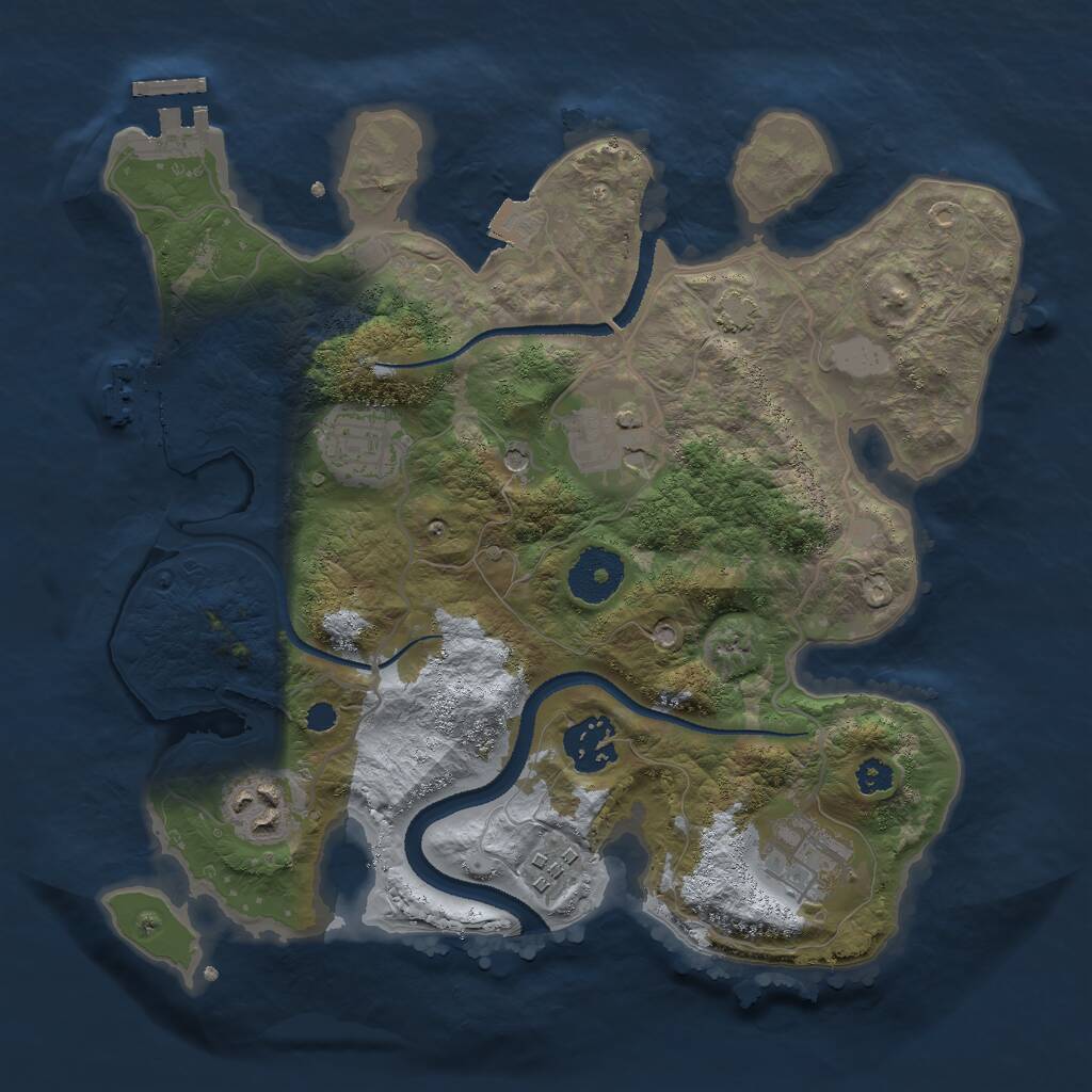 Rust Map: Procedural Map, Size: 3000, Seed: 1219065624, 11 Monuments