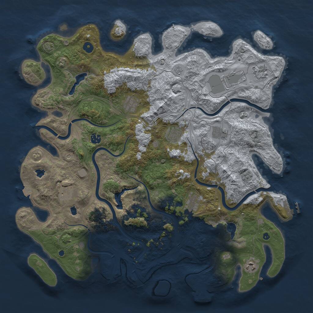 Rust Map: Procedural Map, Size: 4500, Seed: 99051753, 16 Monuments