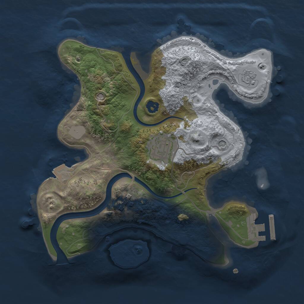 Rust Map: Procedural Map, Size: 2400, Seed: 29128, 6 Monuments