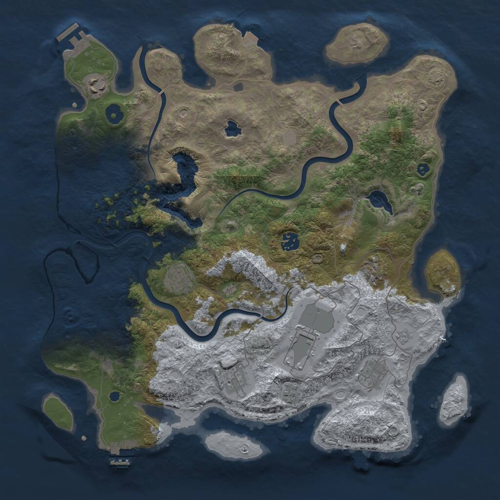 Rust Map: Procedural Map, Size: 4000, Seed: 1415013723, 14 Monuments